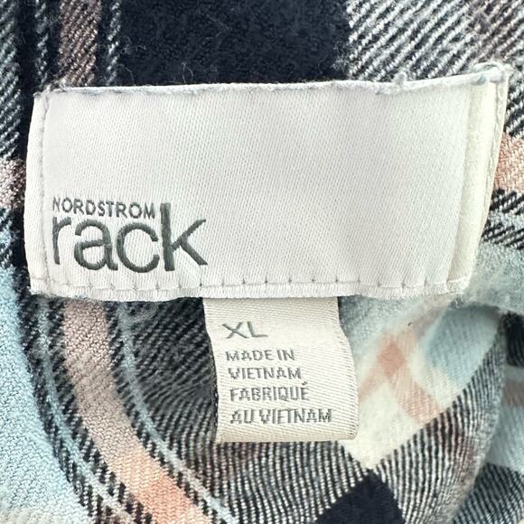 Nordstrom Rack Blue Plaid Button-Up Shirt Soft Short Sleeve Size XL - Picture 5 of 6